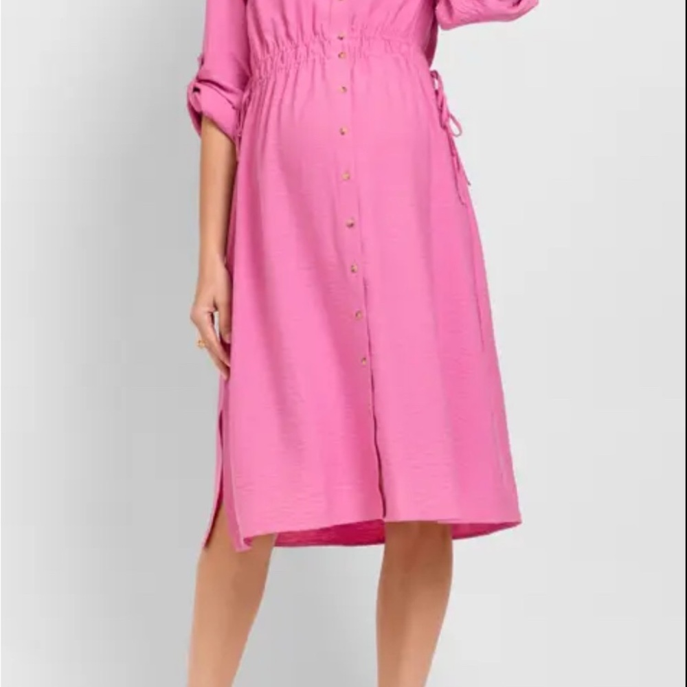 Seraphine Long Sleeve Pink Maternity Dress - Picture 2 of 4